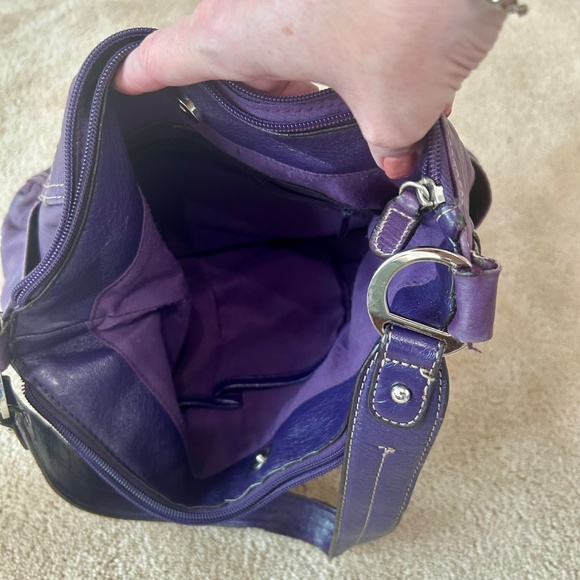 Terra Purple Genuine Leather Shoulder Purse - Picture 8 of 10